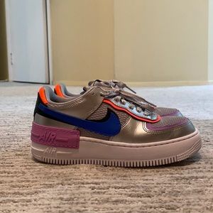 Nike Air Force 1 shadow size 6 1/2 metallic silver